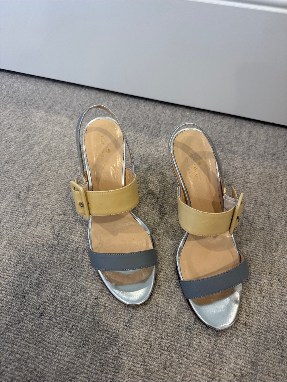 kate spade Yellow and Gray Two-Tone Slingback Heels